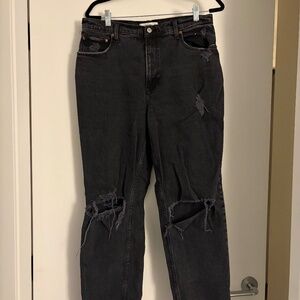 Abercrombie Curve Love High Rise distressed dad jean